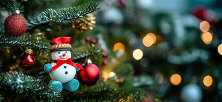bokeh background christmas banner with copy space. generative aiの素材