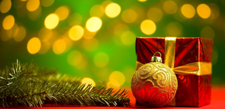 bokeh background christmas banner with copy space. generative aiの素材
