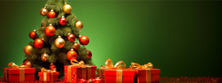 christmas decoration banner with copy space background. generative aiの素材