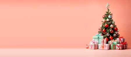 christmas decoration banner with copy space background. generative aiの素材