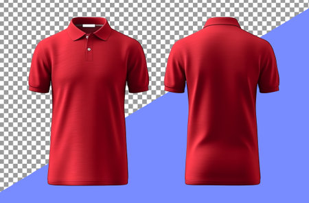 plain red polo shirt mockup design. front and rear view. isolated on transparent background. generative aiの素材