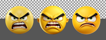 angry face expression set yellow emoticon icon 3d. generative aiの素材