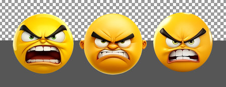 angry face expression set yellow emoticon icon 3d. generative aiの素材