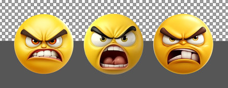 angry face expression set yellow emoticon icon 3d. generative aiの素材