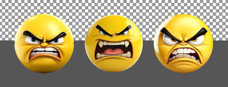 angry face expression set yellow emoticon icon 3d. generative aiの素材
