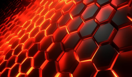 hexagon geometric pattern background with luminous effect, generative aiの素材