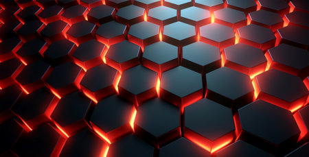 hexagon geometric pattern background with luminous effect, generative aiの素材
