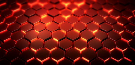 hexagon geometric pattern background with luminous effect, generative aiの素材