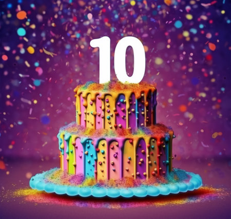 happy 10th birthday card poster. generative aiの素材
