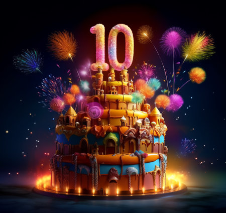 happy 10th birthday card poster. generative aiの素材