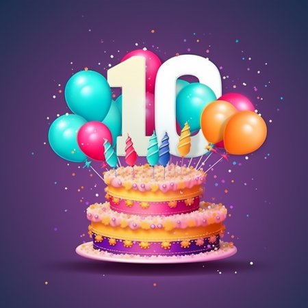 happy 10th birthday card poster. generative aiの素材