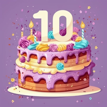 happy 10th birthday card poster. generative aiの素材