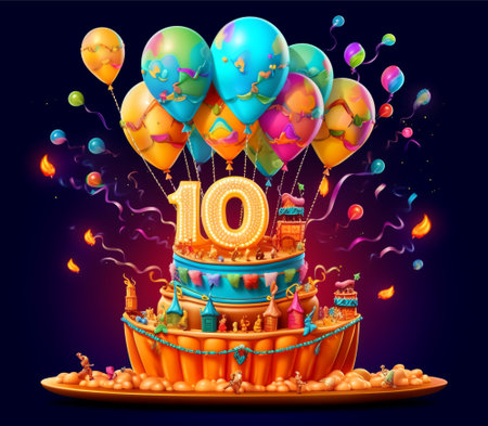 happy 10th birthday card poster. generative aiの素材
