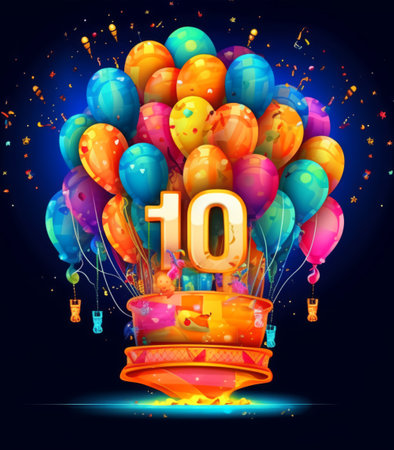 happy 10th birthday card poster. generative aiの素材