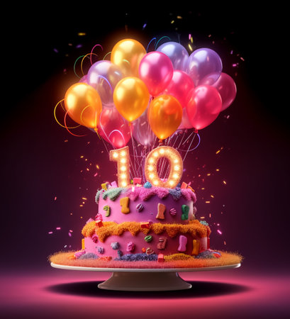 happy 10th birthday card poster. generative aiの素材