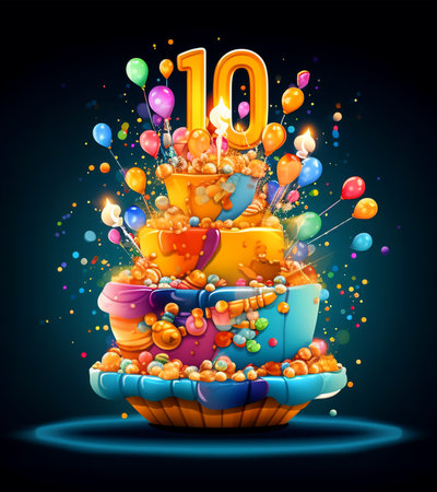 happy 10th birthday card poster. generative aiの素材