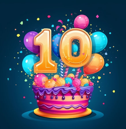 happy 10th birthday card poster. generative aiの素材