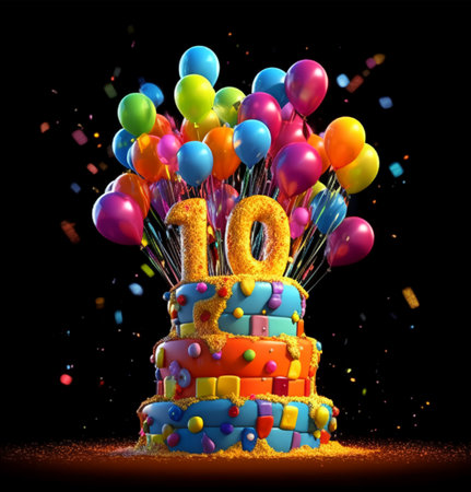 happy 10th birthday card poster. generative aiの素材