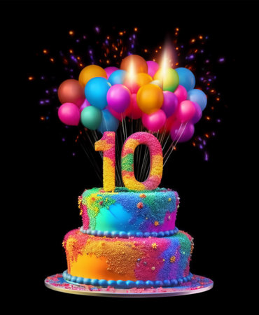 happy 10th birthday card poster. generative aiの素材