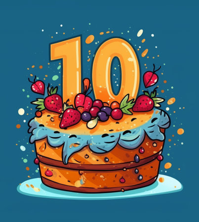 happy 10th birthday card poster. generative aiの素材