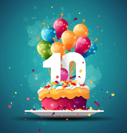 happy 10th birthday card poster. generative aiの素材
