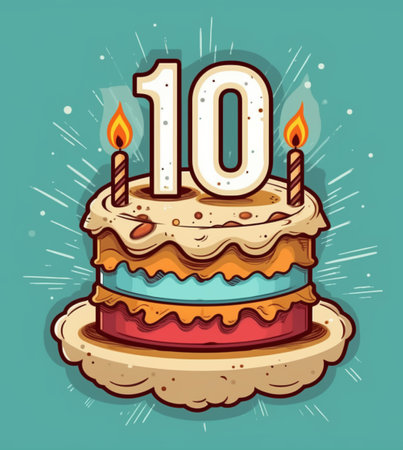 happy 10th birthday card poster. generative aiの素材