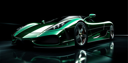 green sports car wallpaper with fantastic light effect background. generative aiの素材