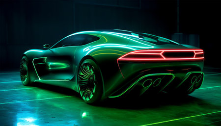 green sports car wallpaper with fantastic light effect background. generative aiの素材