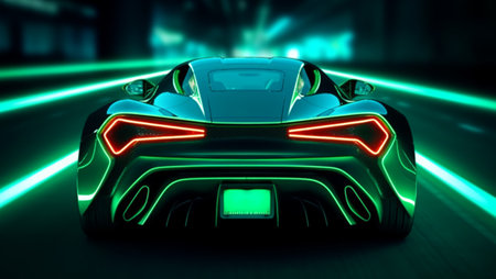green sports car wallpaper with fantastic light effect background. generative aiの素材