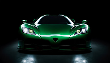 green sports car wallpaper with fantastic light effect background. generative aiの素材