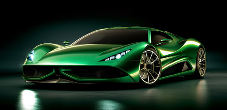 green sports car wallpaper with fantastic light effect background. generative aiの素材
