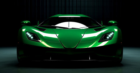 green sports car wallpaper with fantastic light effect background. generative aiの素材