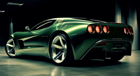 green sports car wallpaper with fantastic light effect background. generative aiの素材