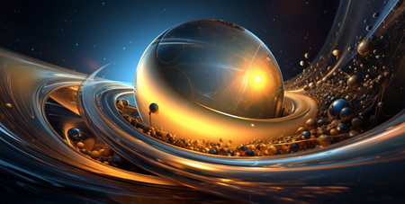 Wavy 3d abstract background with crystal ball. generative aiの素材