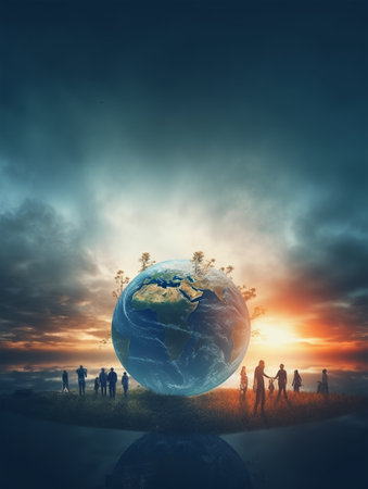 world population day poster with space for text, generative aiの素材