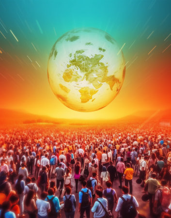 world population day poster with space for text, generative aiの素材
