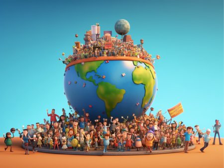 world population day poster with space for text, generative aiの素材