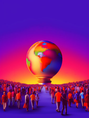 world population day poster with space for text, generative aiの素材