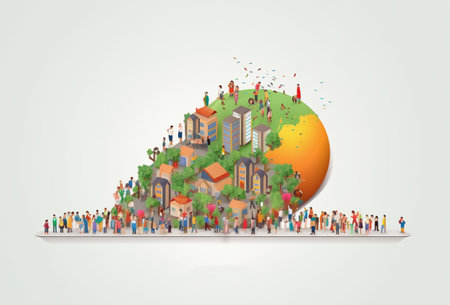 world population day poster with space for text, generative aiの素材