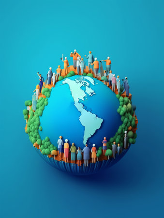 world population day poster with space for text, generative aiの素材