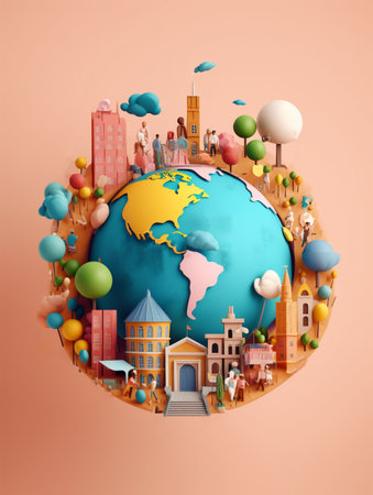 world population day poster with space for text, generative aiの素材