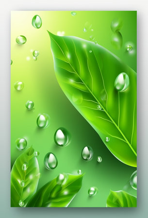 refreshing green leaf template poster. generative aiの素材