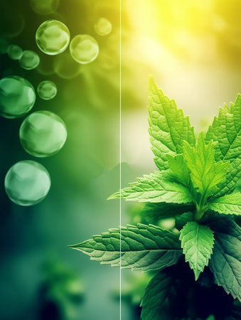 refreshing green leaf template poster. generative aiの素材