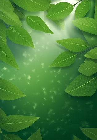 refreshing green leaf template poster. generative aiの素材
