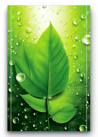refreshing green leaf template poster. generative aiの素材