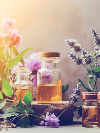 herbal medicinal herb aromatherapy photo template, generative aiの素材