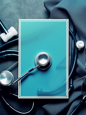 stethoscope instrument report paper poster template design, generative aiの素材