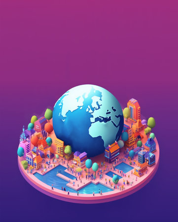 world population day 3d illustration poster with copy space. generative aiの素材