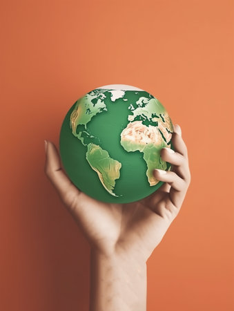 poster of hand holding globe. world population day concept. generative aiの素材