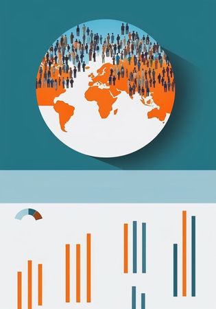 world population day 3d illustration poster with copy space. generative aiの素材